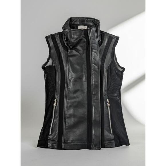 Anatomie Leather And Mesh Moto Style Vest Black Size Small - Picture 2 of 10